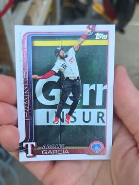 Topps Rangers Baseball Card with Red, White, Black Accents
